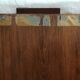 Old wooden serving tray with marquetry drawing