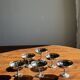 Set of 6 metal ice cream cups on flower-shaped feet