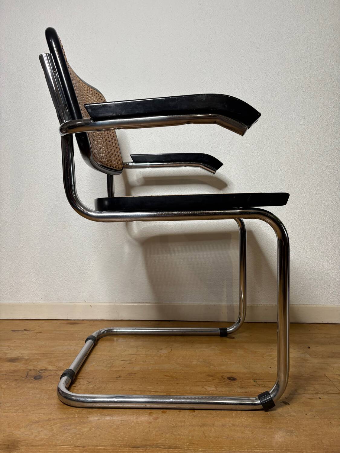 Marcel Breuer armchair, Cesca B64, black and cane, 1960 Italy.