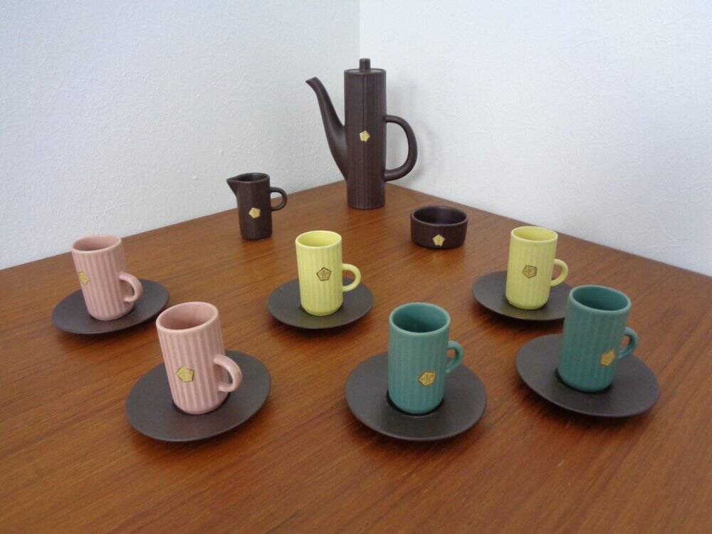 Swedish Syco Mocha Service, 1950s, Set of 15