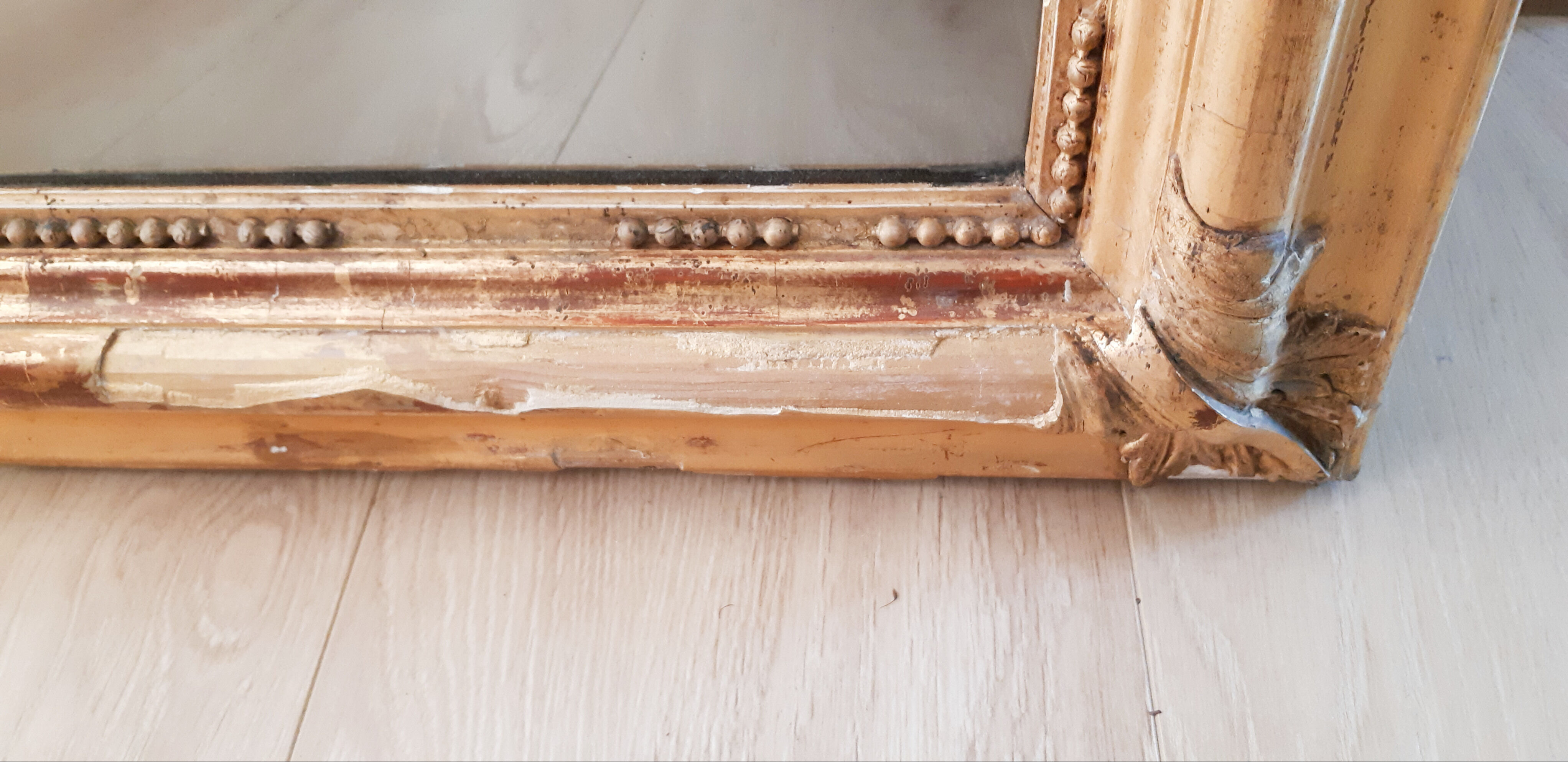 Old mirror in gilded wood Louis XVI style, 97 x 84 cm