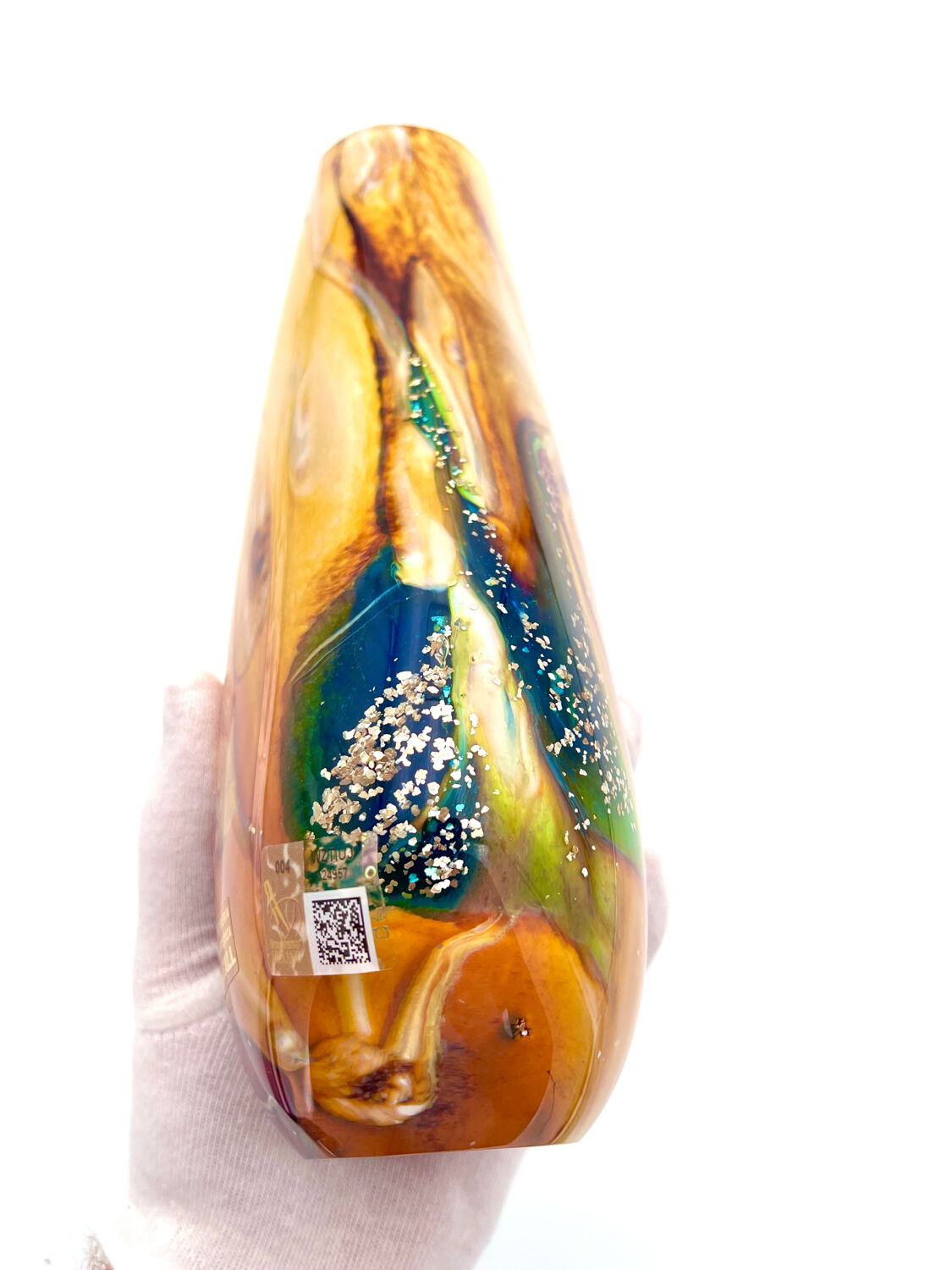 Murano Sommerso Vase OBALL Signed & Labeled 24k Gold H30cm 2.5kg New