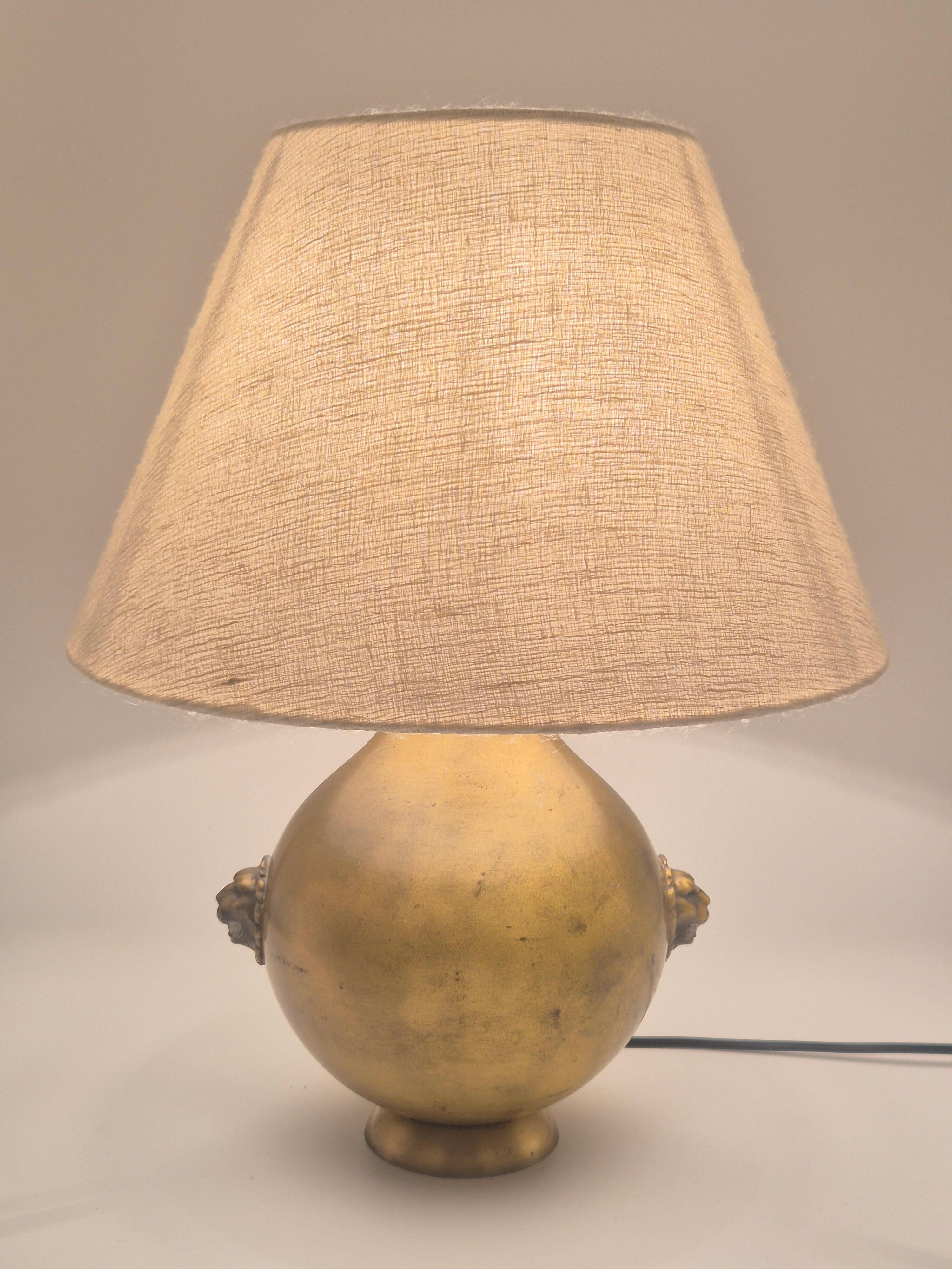 Table lamp in brass with lion decor, Swedish Grace 1920/30s