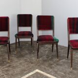 Mid-Century Velvet Dining Chairs, 1950s, Set of 4