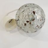 Doria Leuchten pendant lamp, textured Murano glass globe and brass,