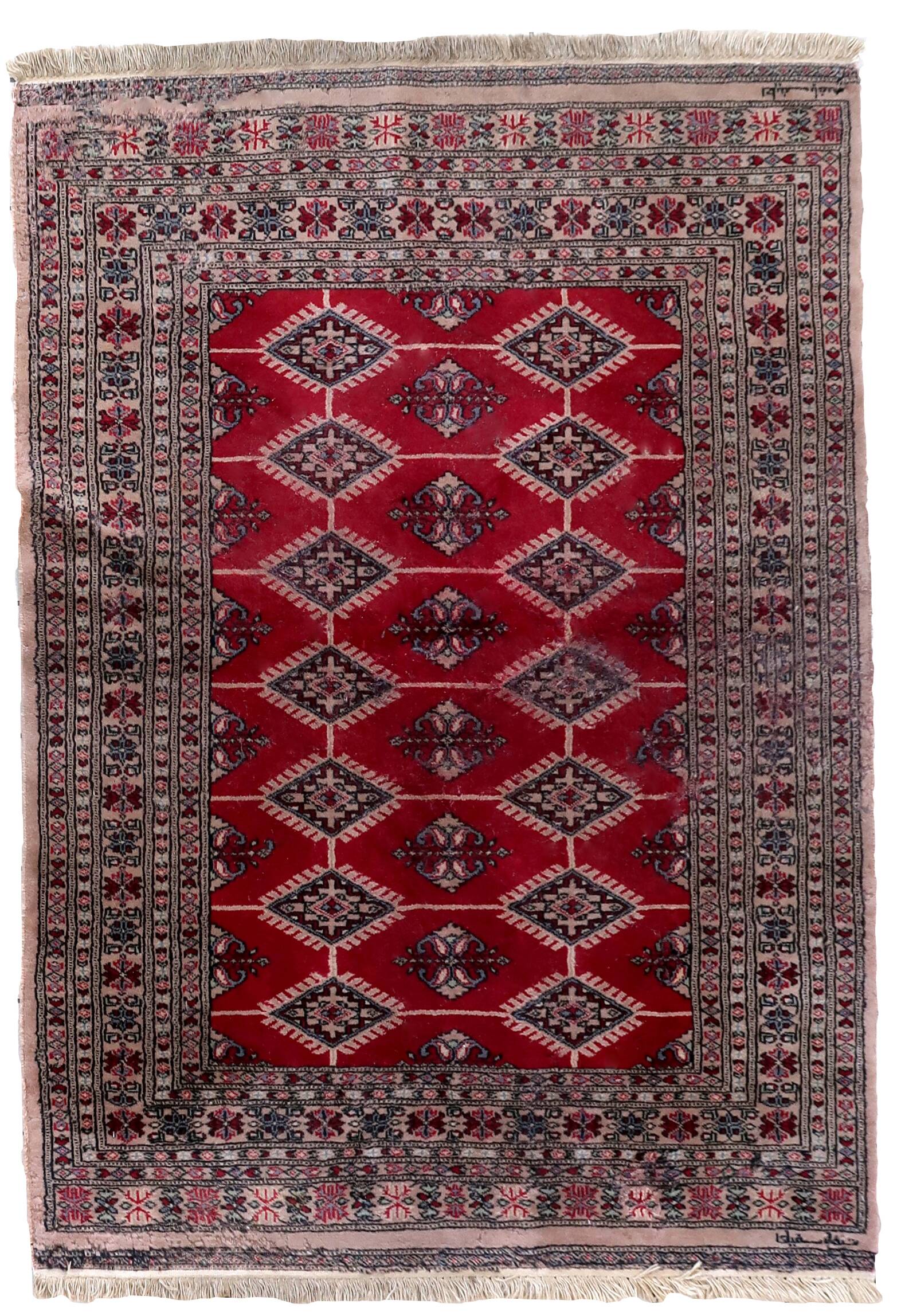 Tapis vintage ouzbek Boukhara fait main en laine – 126 x 181 cm – 1960s