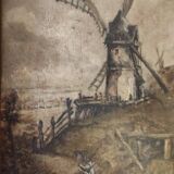 Peinture à l'huile vintage française sur Montmartre au 17ème siècle, signée Gatacre