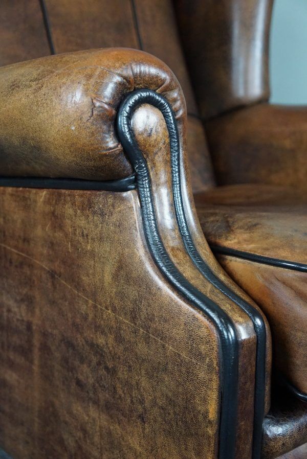 Brown sheepskin armchair