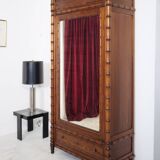 19th Century French Pine Faux Bamboo Mirrored Cabinet