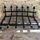 Old door logs grid fireplace fireplace wrought iron black large vintage model