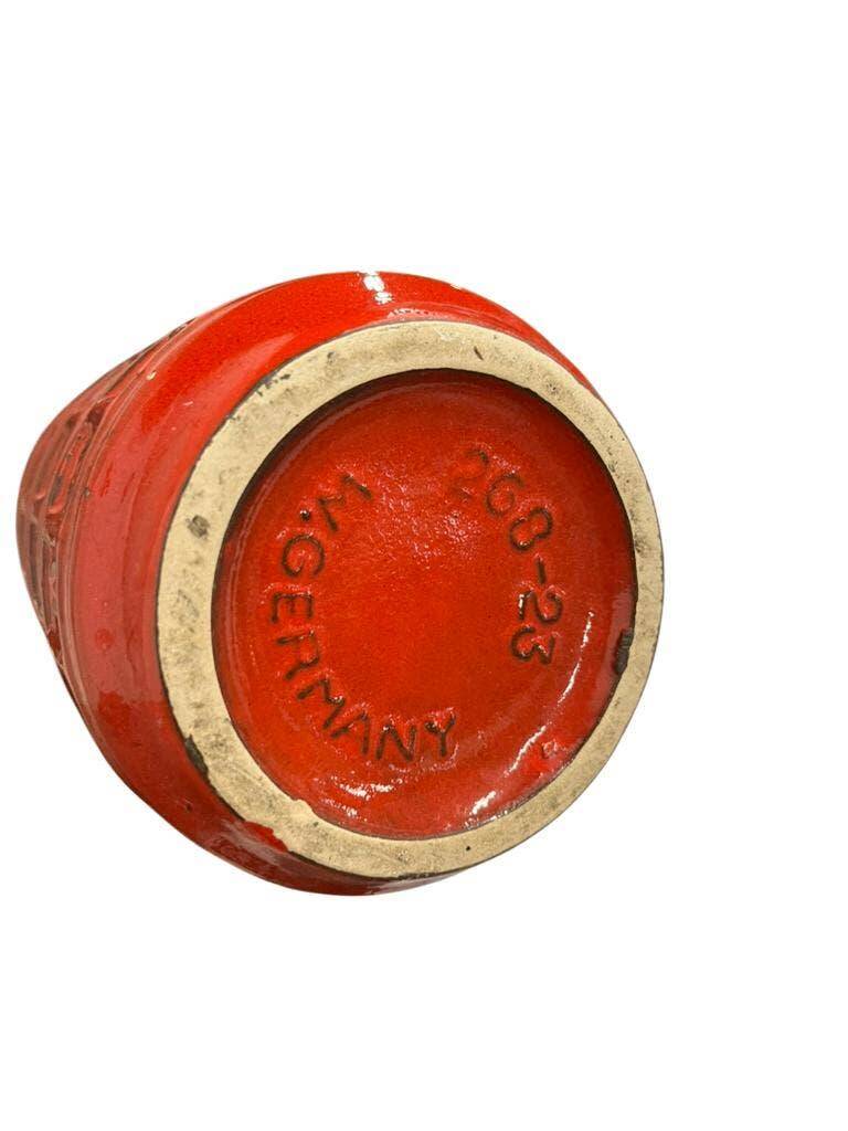 Vintage geometric red ceramic vase Scheurich WG