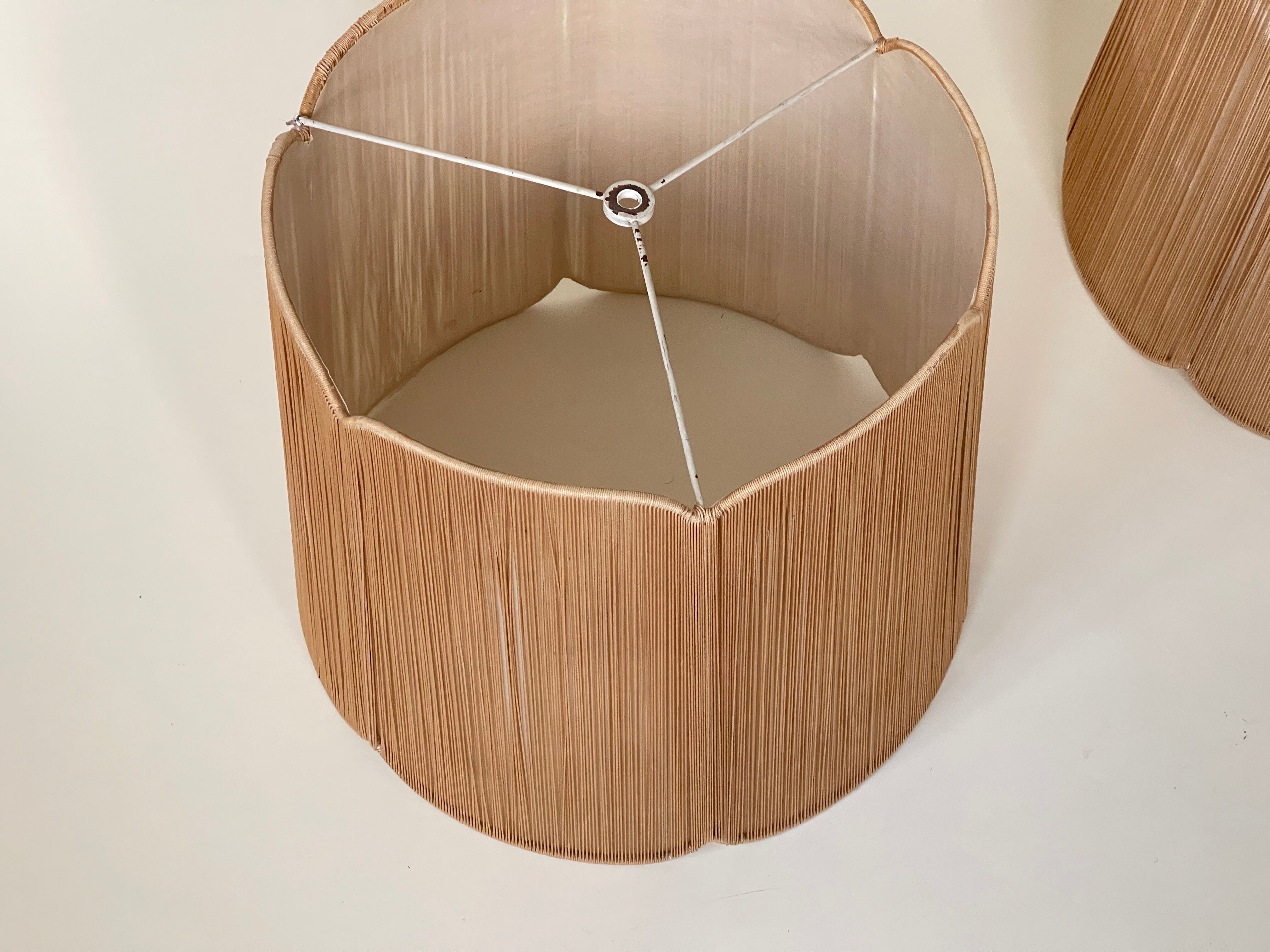 Pair of Mustard String Lampshades