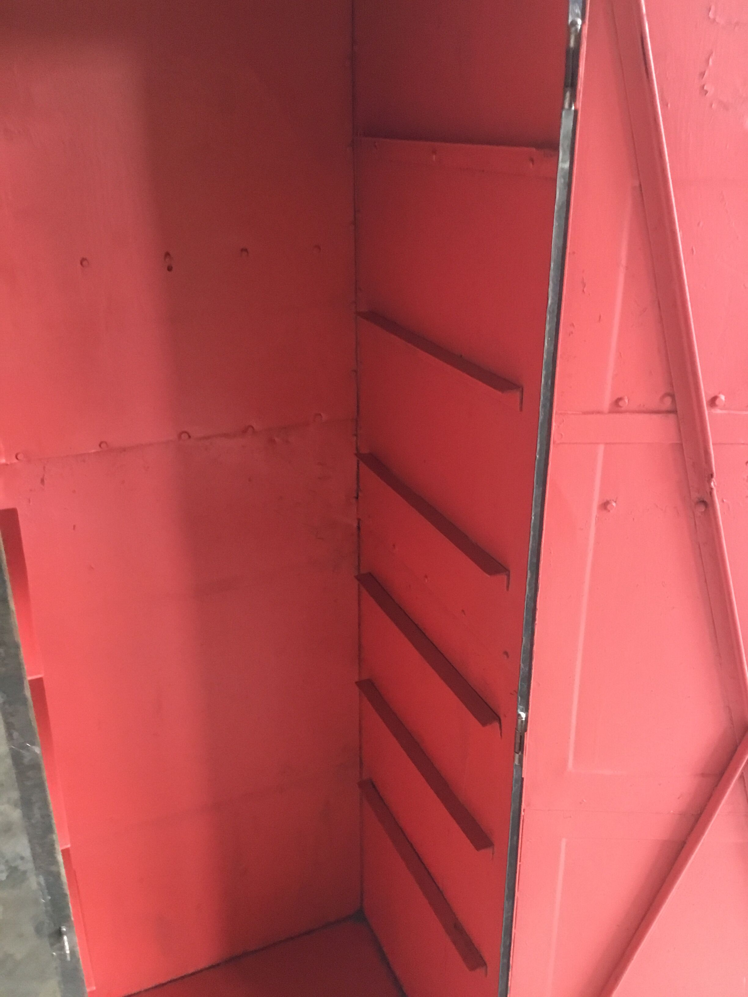Riveted cloakroom converted into storage cabinet - early twentieth century