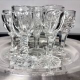 Cabaret set Baccarat 8 glasses and silver plated tray