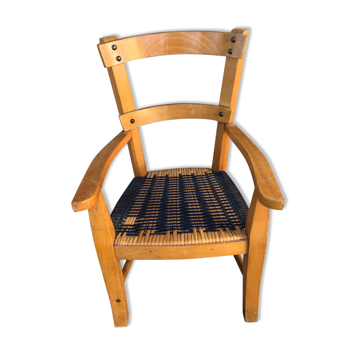 Blue straw children's armchair