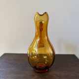 Vintage orange mouth-blown glass pitcher