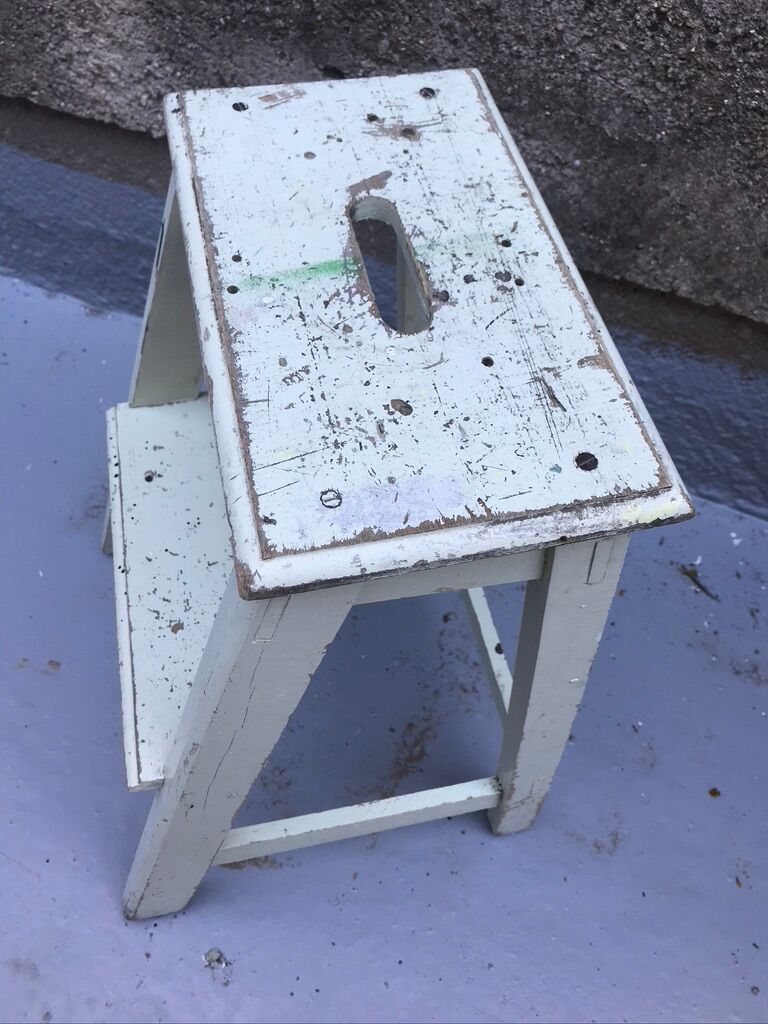 Escabeau marche pied bois vintage