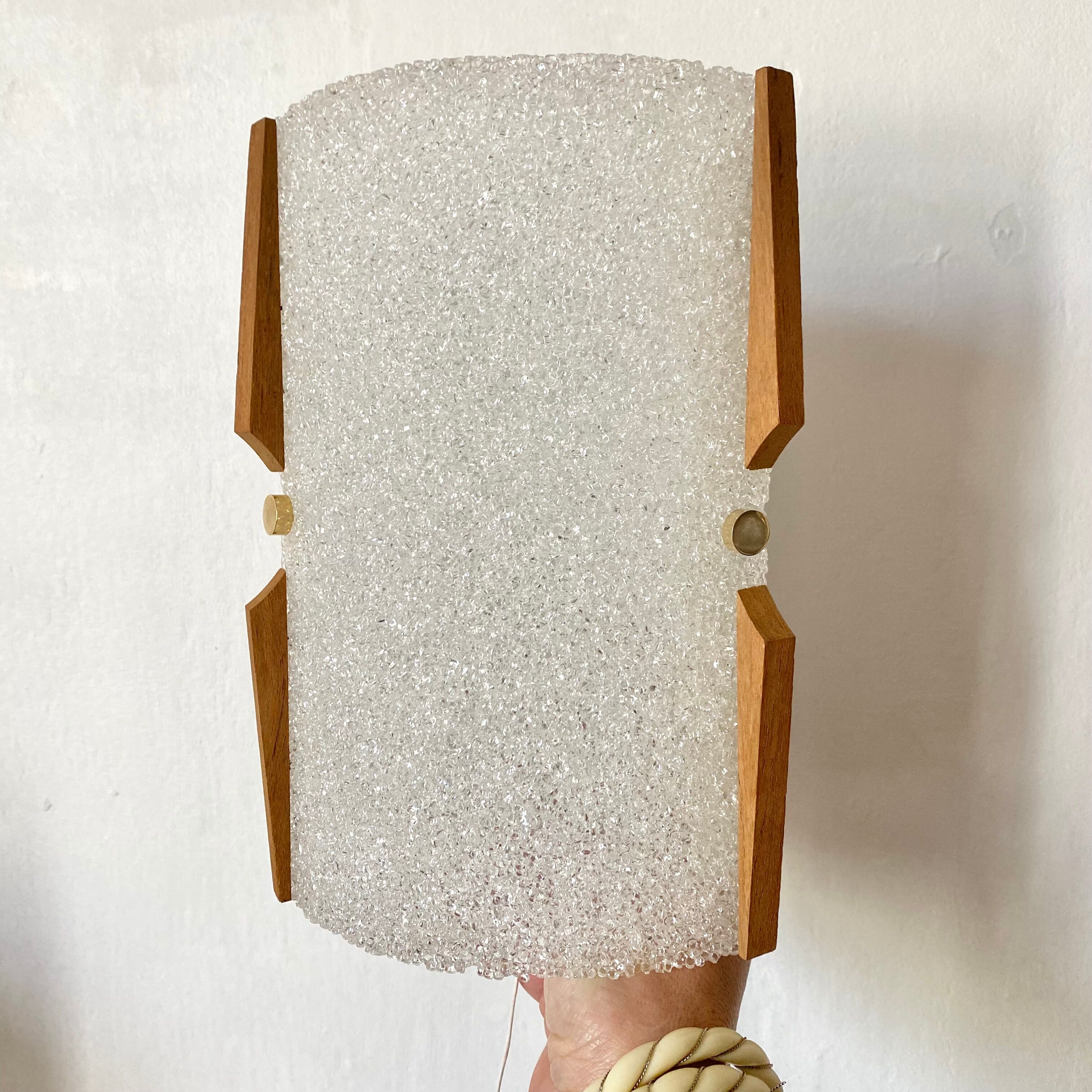 Vintage wall lamp perspex and wood