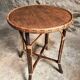 Vintage Round Bamboo and Wood Side Table | Mid-Century Bohemian Accent Table – 1950s/70s