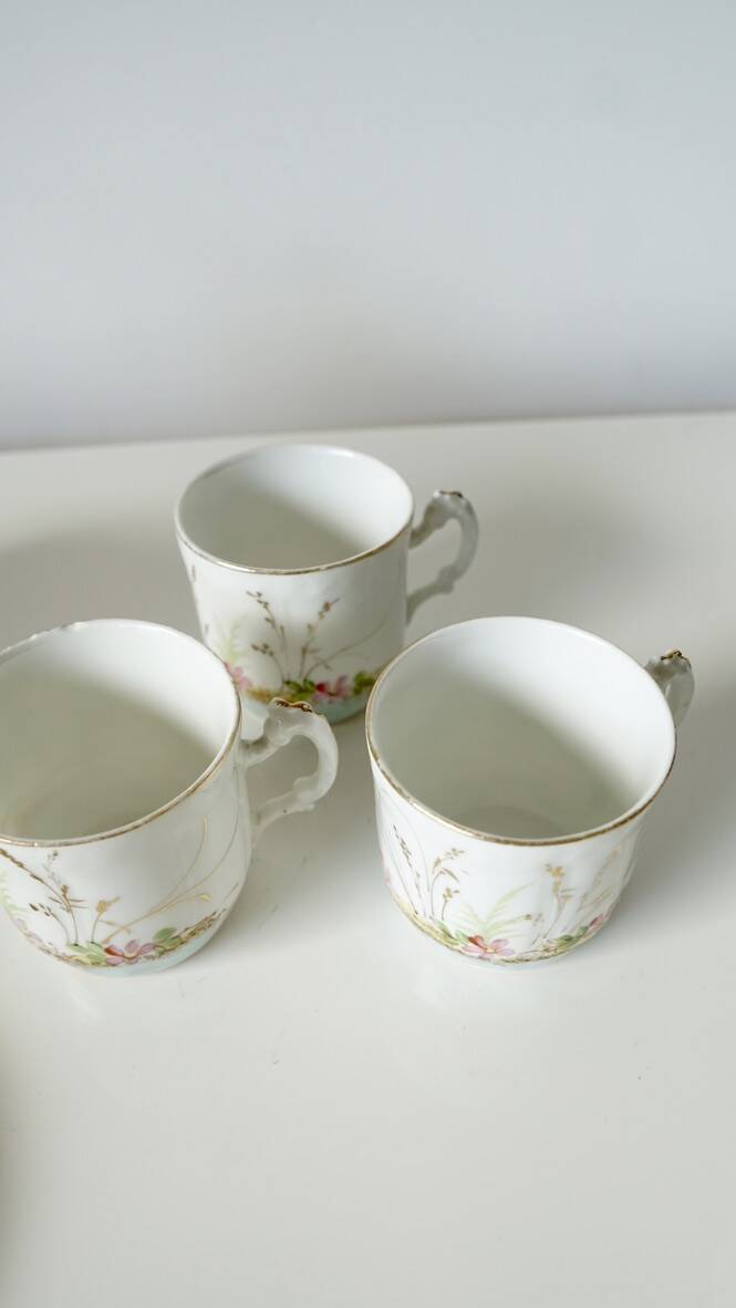Set of 6 Limoges porcelain cups Barny Rigoni & Langle - 19th century