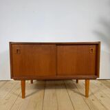 Small Danish teak sideboard with sliding doors – 1960s