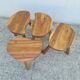 4 Vintage tripod stools, solid wood, brutalist, circa 1960