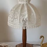 Vintage lace marquetry bedside lamp