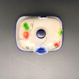 Ceramic butter dish with colored flowers
