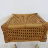 Cane, bamboo and rattan stool, 60s-70s