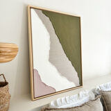 Minimalist relief table linen, khaki, pink, cream.