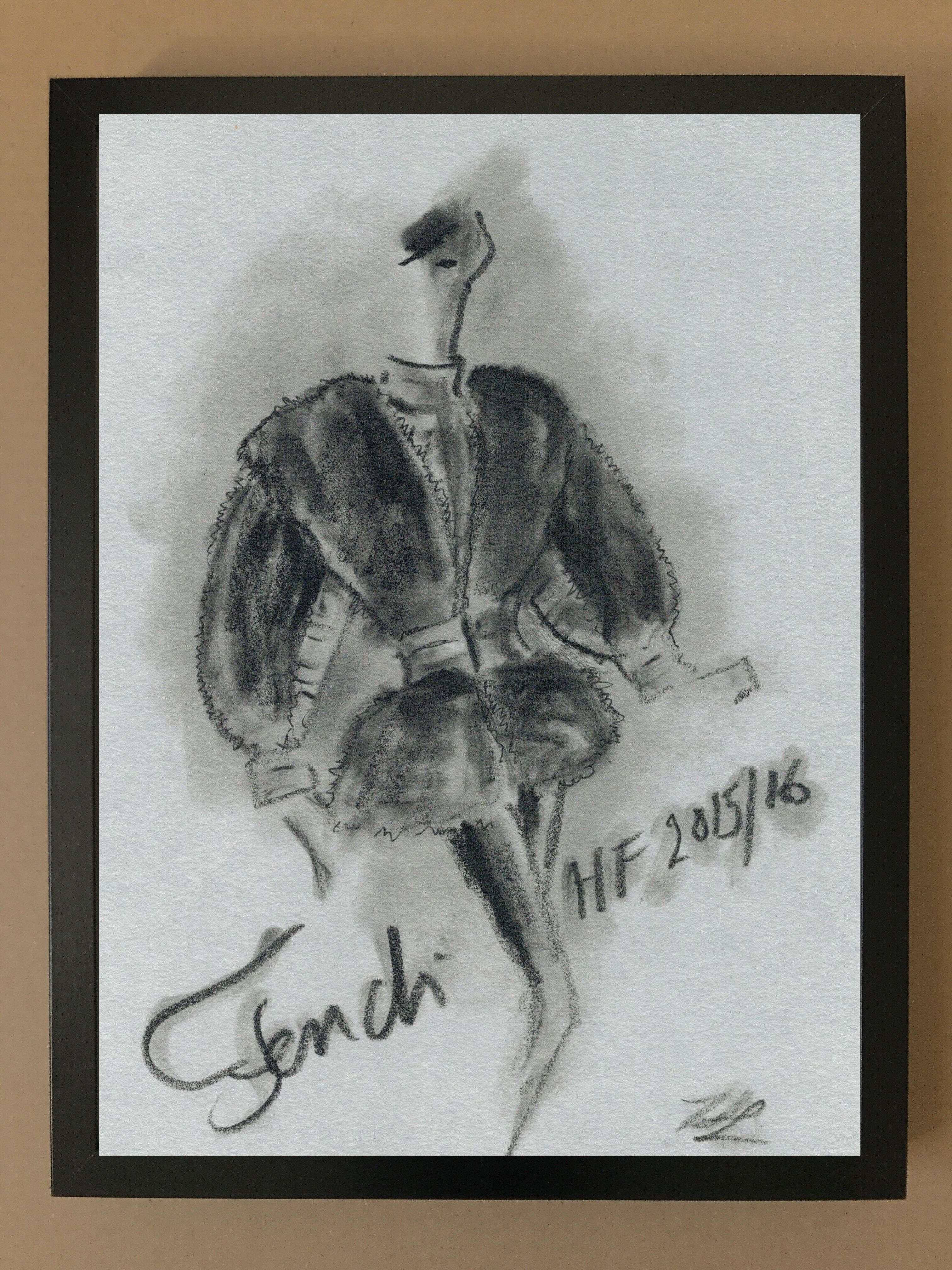 Drawing by Karl Lagerfeld for Fendi