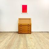 Danish Mid Century Teak Writing Cabinet, Bureau or Secretary Desk with roll top, 1960s