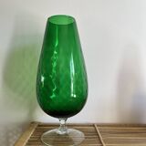 High green vase in empolied glass made in italy
