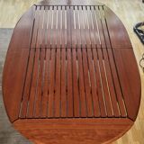 Table ovale à rallonge en bois bubinga verni triconfort avec ses 6 chaises