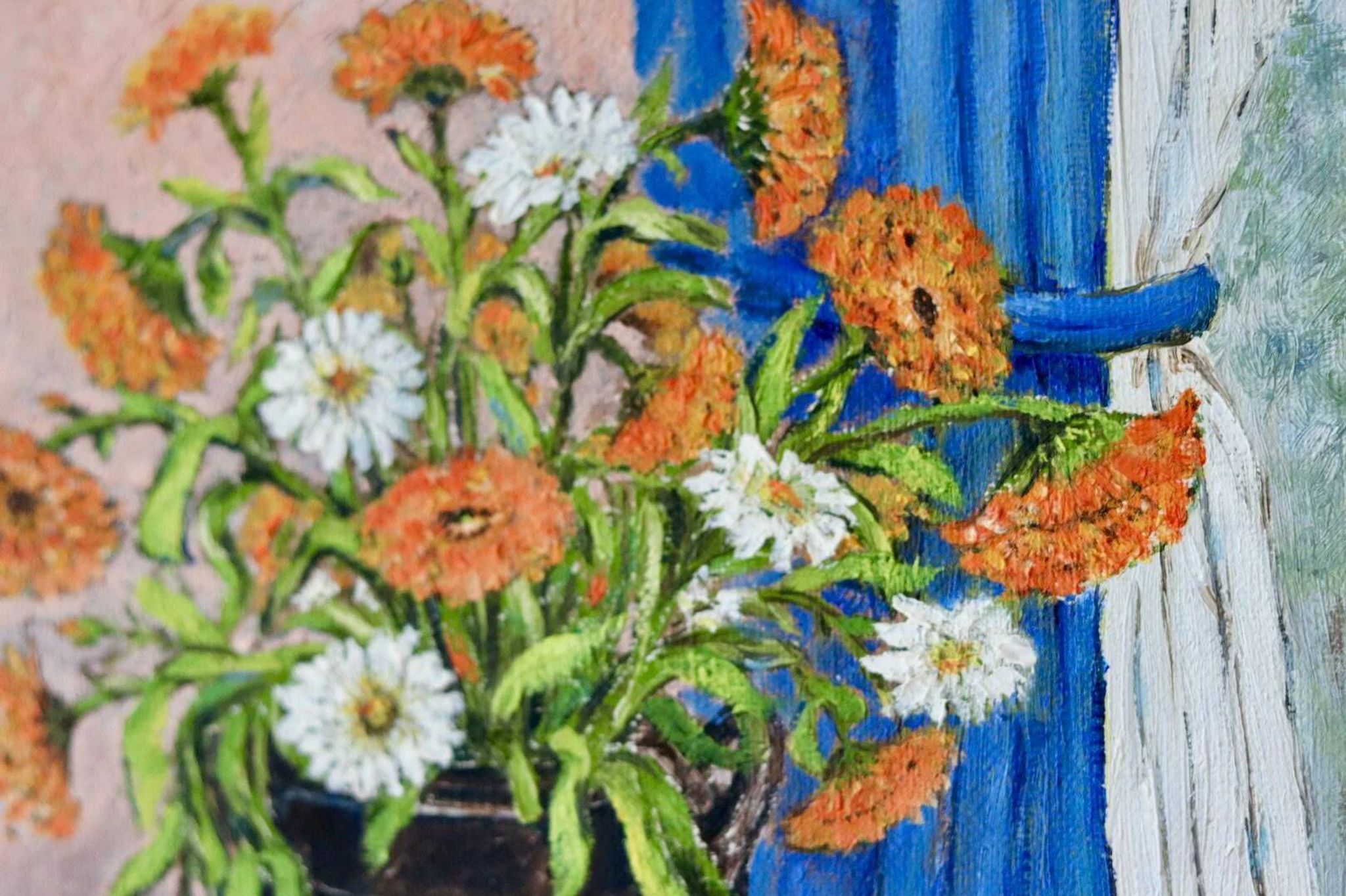 Oil on Swedish canvas, "Floral Pattern", M Boström Stare