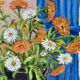 Huile sur toile suédoise, "Motif floral", M Boström Stare