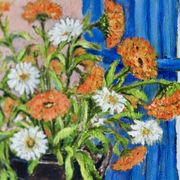 Oil on Swedish canvas, "Floral Pattern", M Boström Stare
