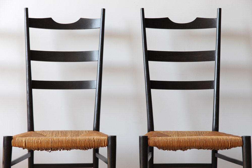 Black Italian straw chairs