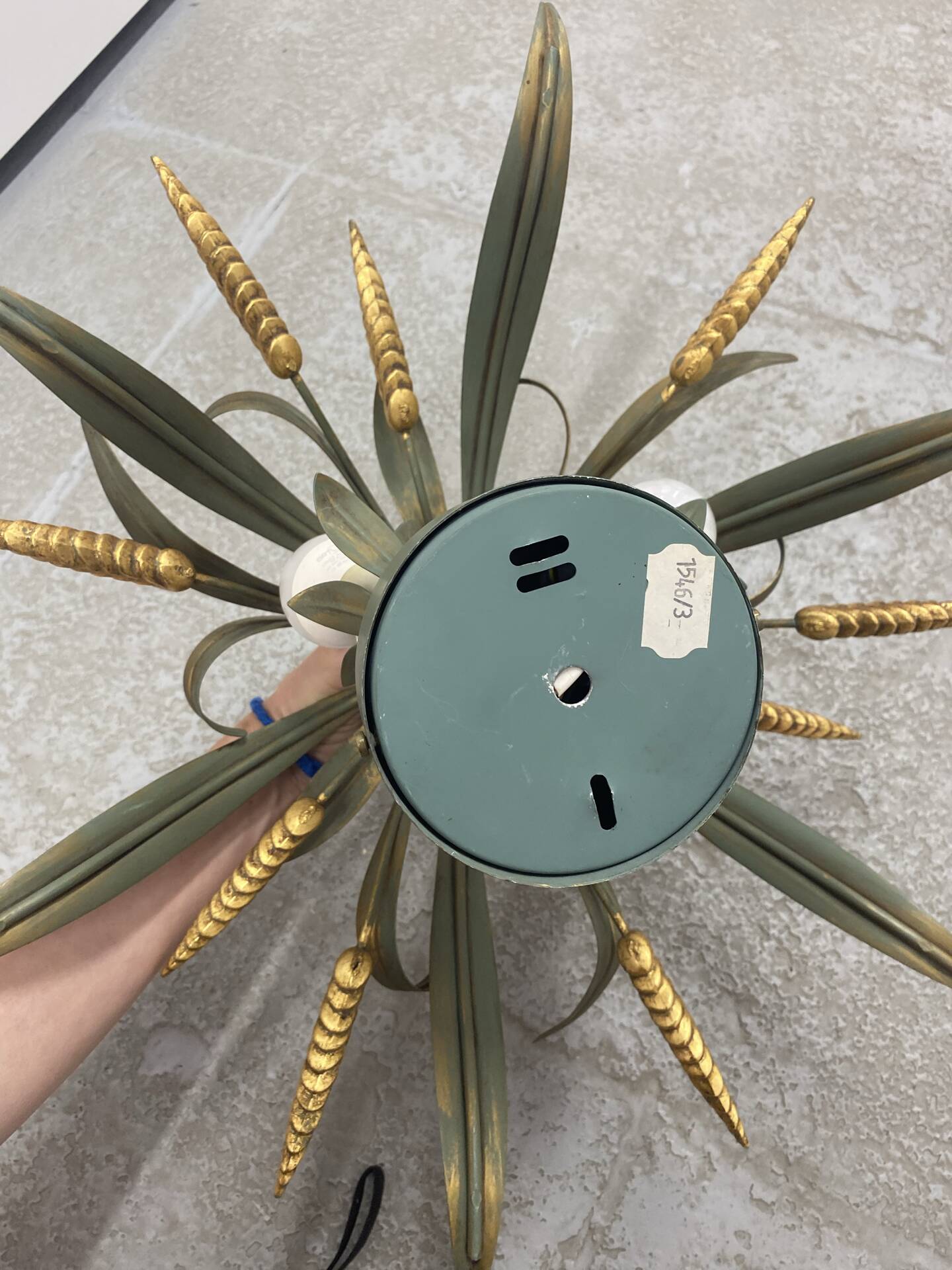 Wheat spike ceiling light in painted metal, 50s style.
