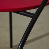 Red Plywood and Curved Metal Frame Chair