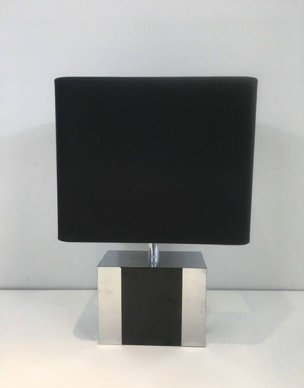 Chrome and black lacquer lamp