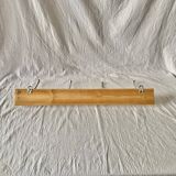 Vintage wooden coat rack - 4 cast aluminum hooks