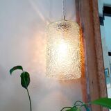 Vintage stroller to put down or hang with lampshade in bubbled glass
