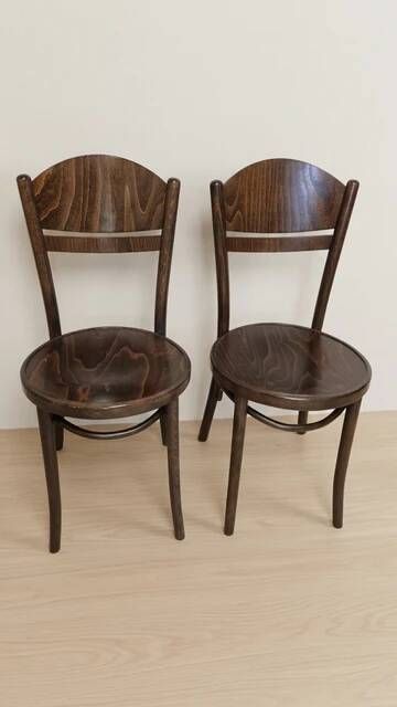 Set of 4 ton wooden dining chairs, 20th century, czechoslovak, 90 × 46 cm