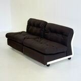 Ensemble canapé/fauteuil modulable Amanta de Mario Bellini pour C&B Italia, coloris marron foncé