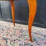 Small wooden coffee table with a mirror from the 1950s.