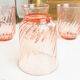 Lot de 6 verres à thé ou eau en verre rose à dépression vintage rosaline verrerie française arcoroc luminarc