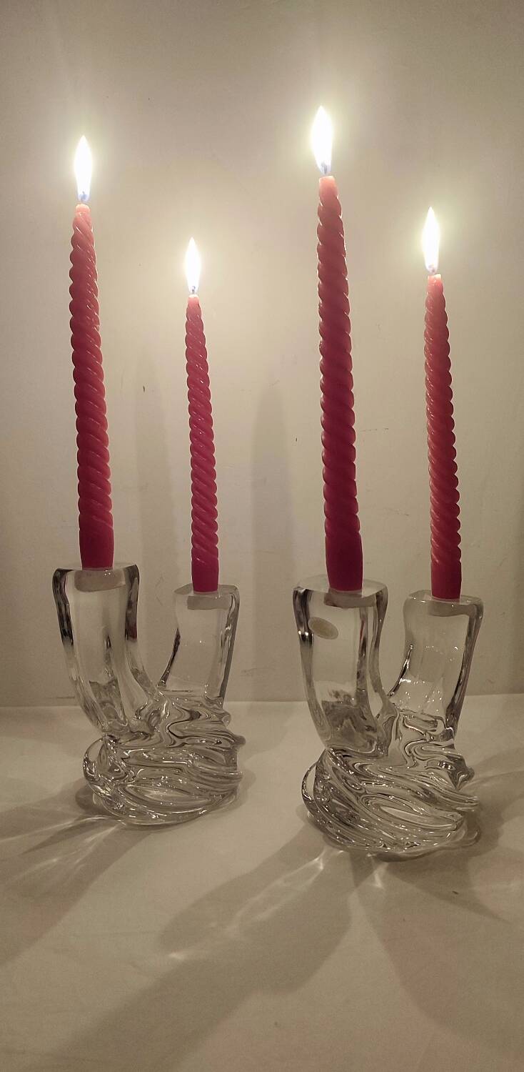 Par de candelabros de cristal. España, 1950s.