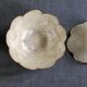 2 flower-shaped cups in mother-of-pearl and brass, 70s-80s