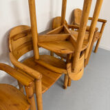 Set of 6 solid pine chairs in Scandinavian design by Reiner Daumiller vintage